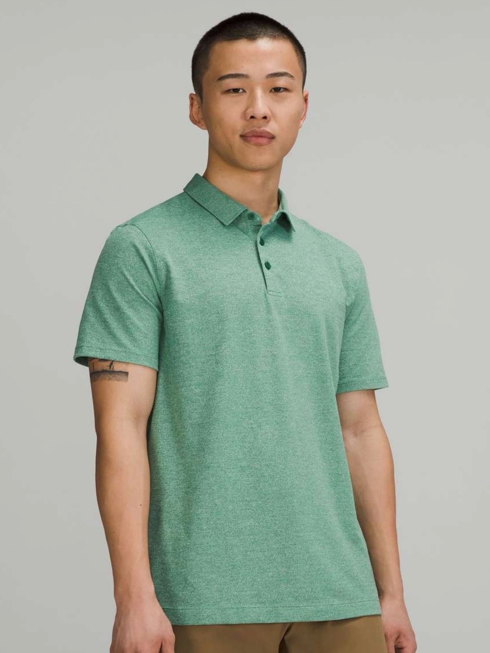 lululemon athletica Evolution Heather Mint Green Short-Sleeve Polo